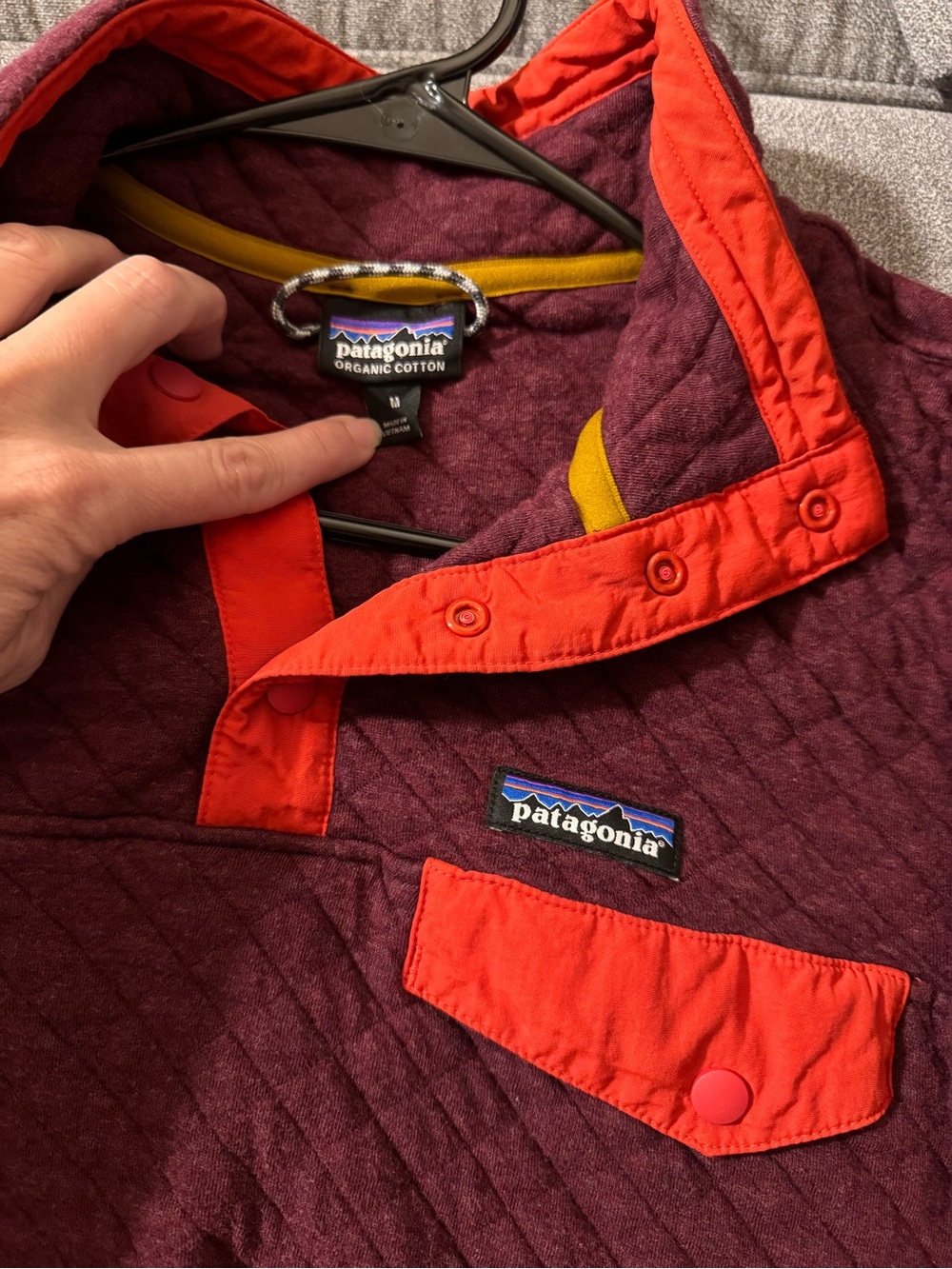 Patagonia Women's Quilted Pullover - Burgundy with Red Trim